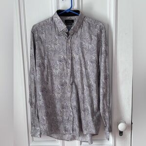 Men’s Guide London Paisley Long Sleeve Button Front 100% Cotton Shirt Large
